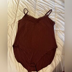Old Navy Brown Lace trim Bodysuit